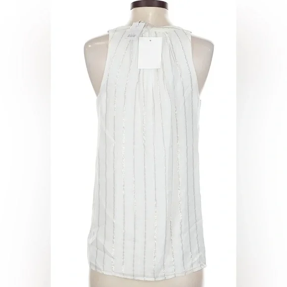 Joie Silk Silver and Gold Tinsel Striped Blouse OversizedNWT